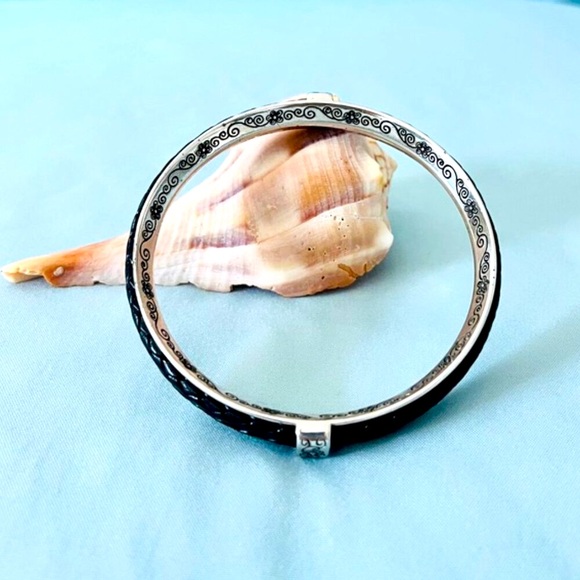 Brighton Black Braided Leather Talana Scroll Bangle - Picture 2 of 4